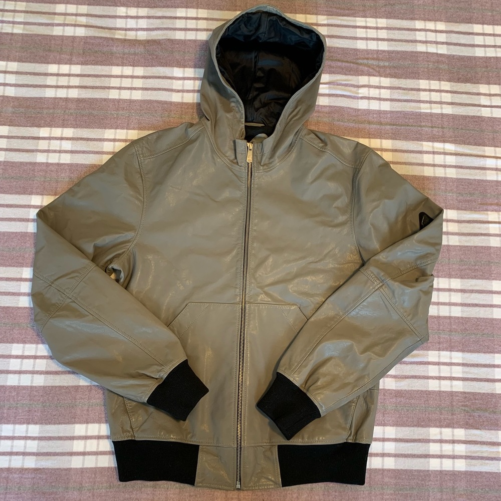 HOGAN RARE HOODED LEATHER BOMBER JACKET - Picture 2 of 11